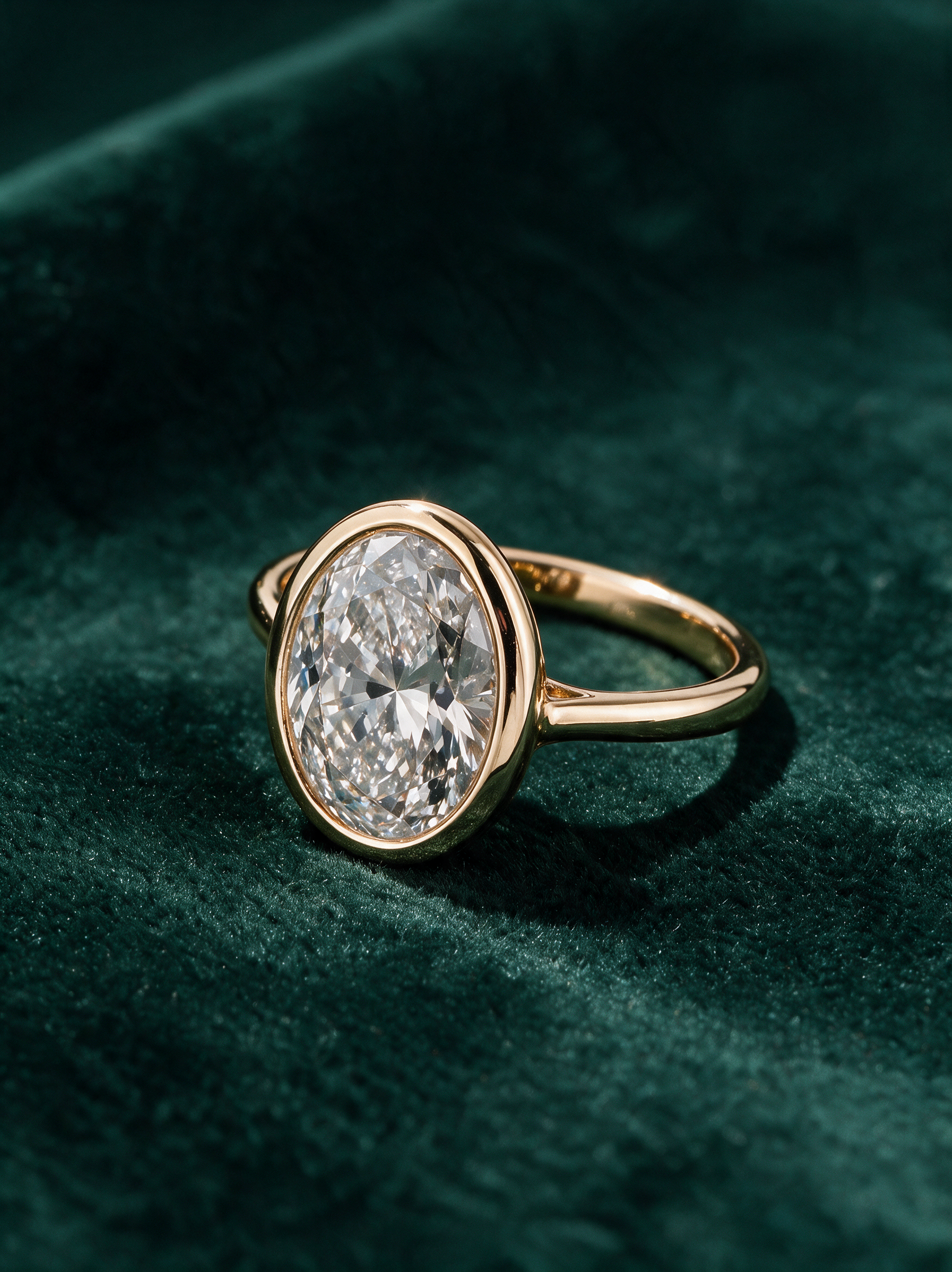 Oval Full-Bezel Ring — hero view, 1.50 ct · 14k yellow gold